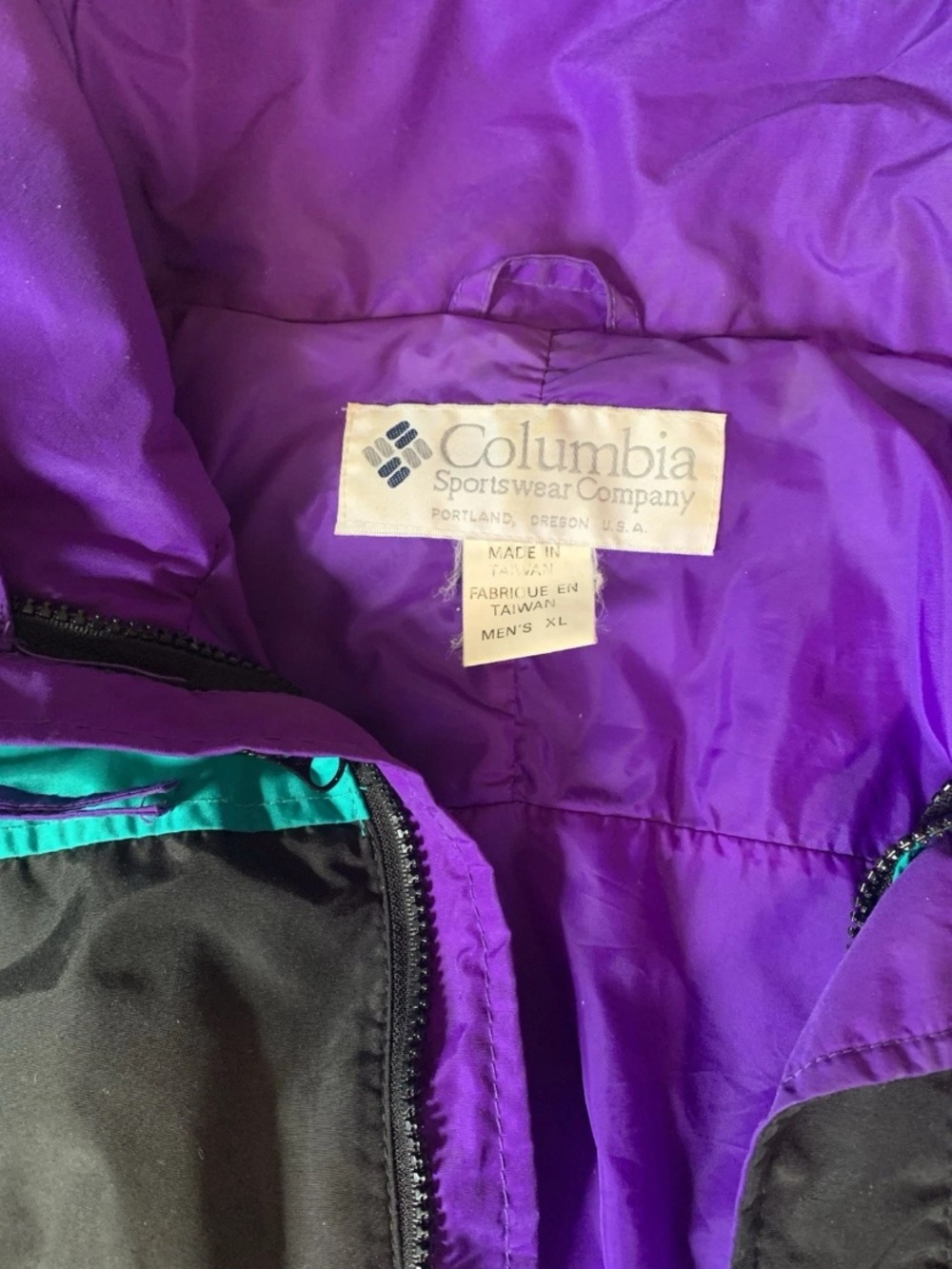 Vintage Columbia Sportswear Windbreaker Jacket Mens XL Teal Navy Colorblock 90s - Picture 3 of 16